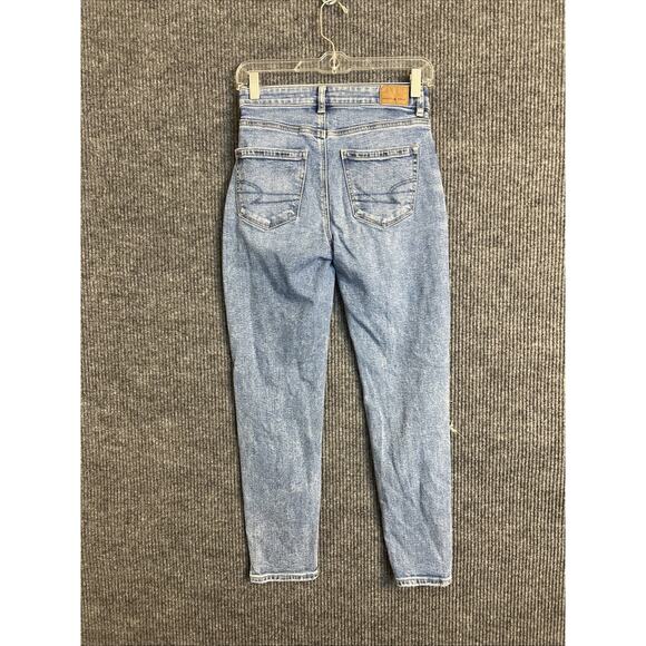 American Eagle Womens Strigid Mom Jeans Size 00 Distressed Blue Medium Wash - Picture 2 of 9